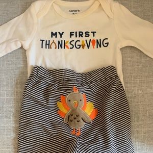 Carters MY FIRST THANKSGIVING Long Sleeved Bodysuit and Pants Set